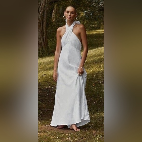 DISSH Alexis White Linen Midi Dress US size 12 - Picture 1 of 9